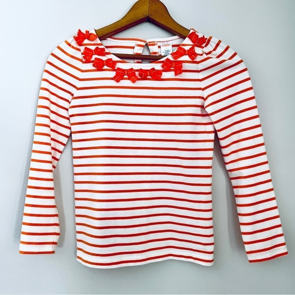 Gymboree Top Orange Stripes Bows 8 Cotton Halloween October - Picture 1 of 6